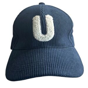 Unsaid NYC Corduroy Baseball Cap Navy‎ Blue “U” Chenille Letter Strapback